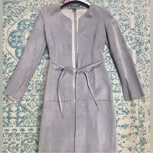 Vtg Y2K Minimalist Suede Belted Quarter Length Jacket